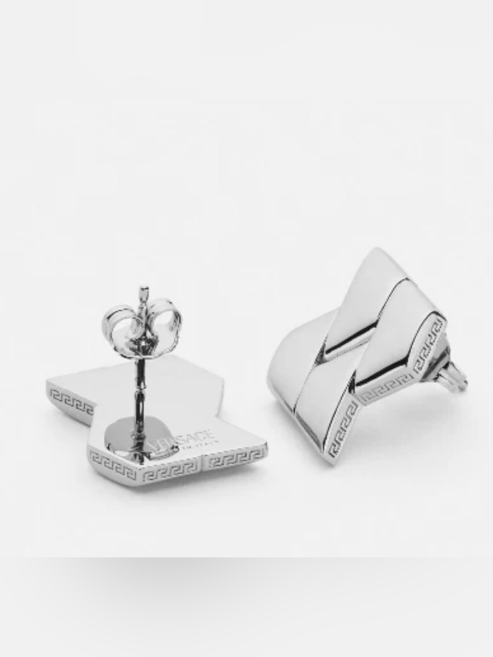 VERSACE Silver Greca Earrings Brand New - Picture 3 of 7